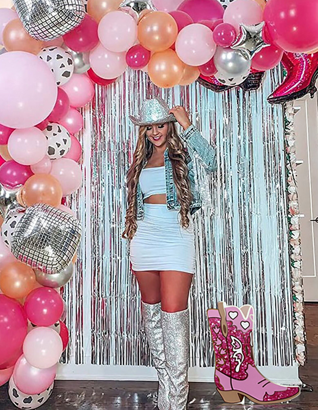 Disco Cowgirl Boot Prop. Nashville Bachelorette Party, Let's go girl prop, Pink boot