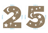 Custom Wood Numbers | Age with Stars and Moon Cutout