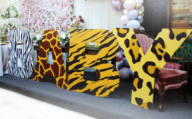 Jumbo Sized Custom Letter Cutout, Freestanding Baby Shower Letters, Safari Theme Nursery Letter Cutouts, Party Decorations.