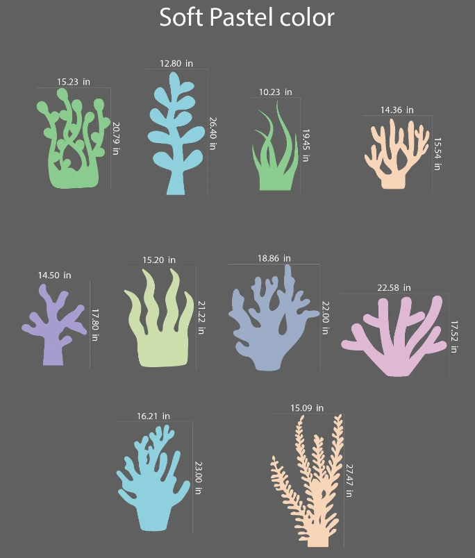 Ocean Pastel Coral, Seaweed, and Kelp Cutouts I Under the Sea Party Pr ...