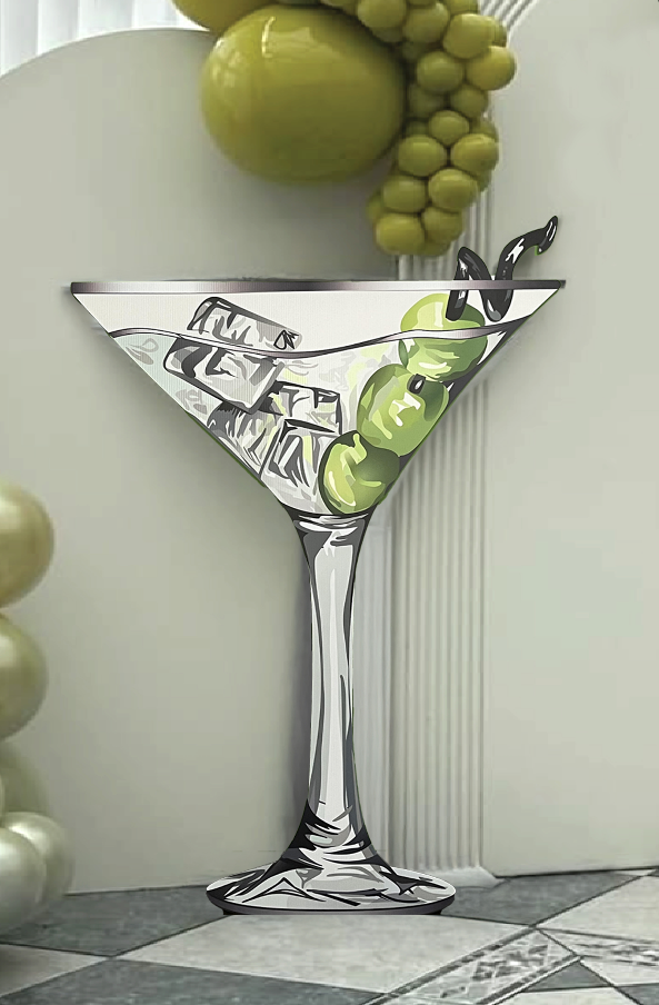 55 inches tall  A Tini Bit Older Theme Prop cutout, Martini Cutout,  Martini backdrop, Martini Birthday Dirty 30 birthday theme party,