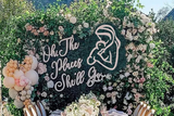 Mother holding baby, Baby shower decor