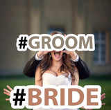 Custom Wedding Groom and Bride Hashtags | Photo Booth Props | Custom Party Prop Hashtags