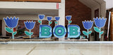 Personalized Name Lawn Sign with Flowers