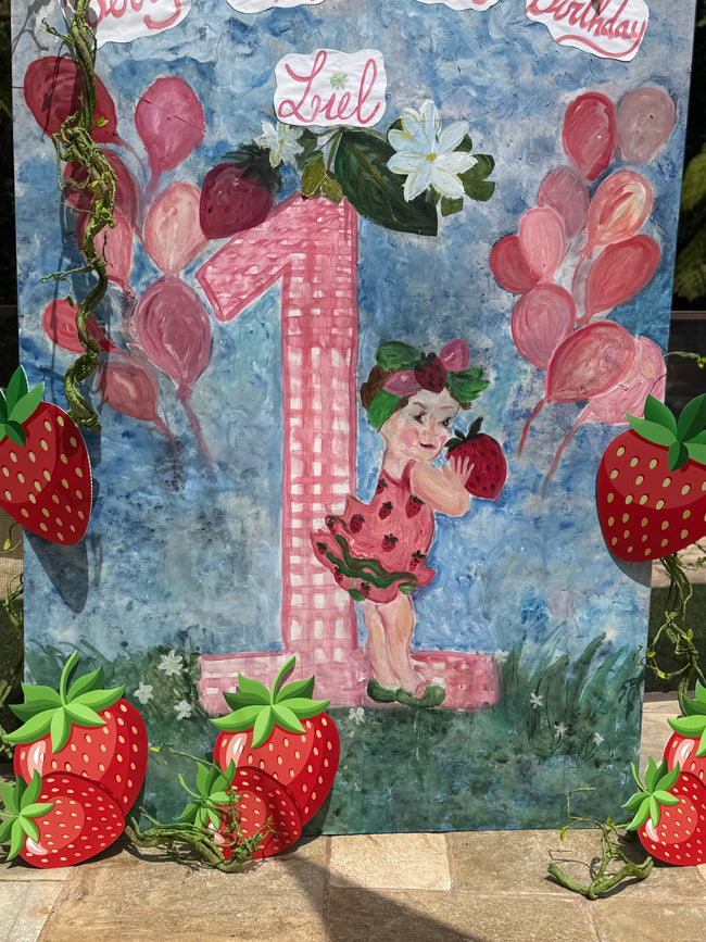 13 Large Strawberry Cutouts – Berry First Birthday Party Decorations