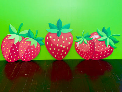 13 Large Strawberry Cutouts – Berry First Birthday Party Decorations