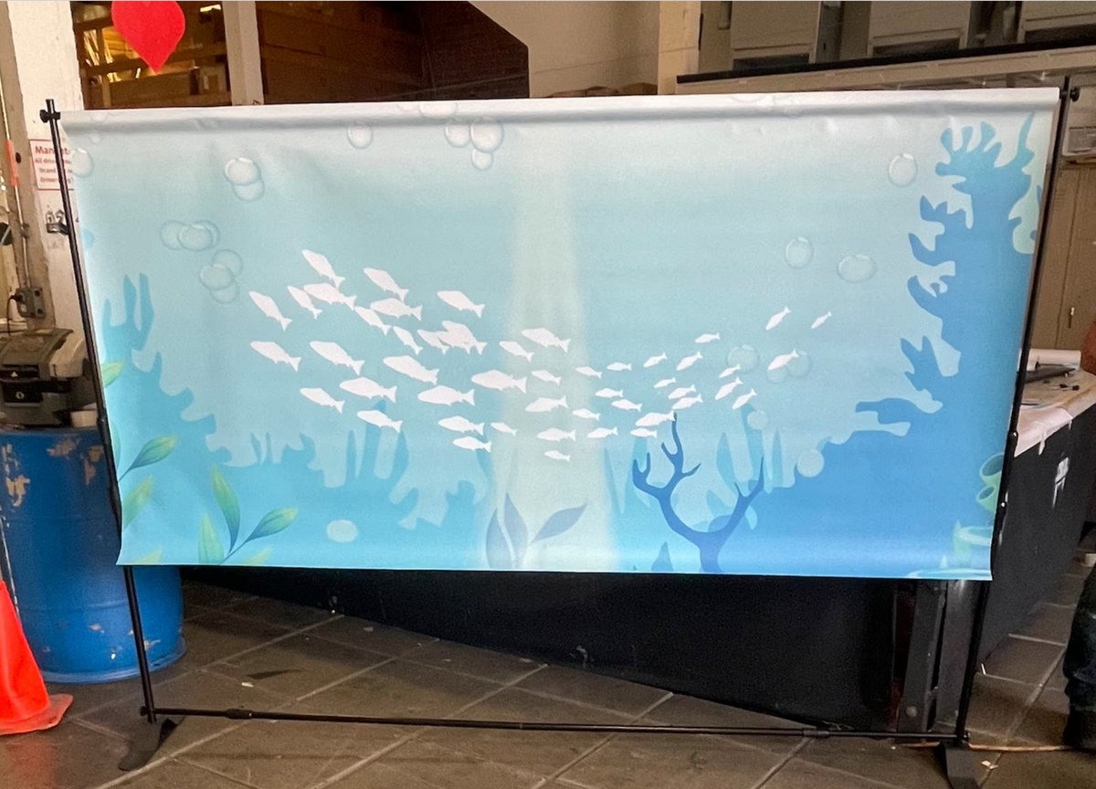 Sea Creatures Backdrop and front Table Graphic Hashtag Cutouts