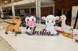 Farm Barnyard Animals Lawn Decorations | Birthday or Baby Shower Decoration | Farm Animals Theme Party | Easel Back Included with Name