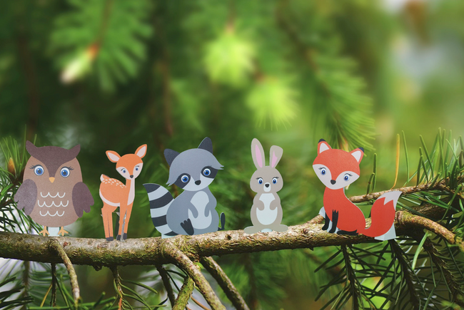 Woodland Baby Shower Photo Booth Props - 16PC Forest Animals Decorations For Birthday Camping Parties