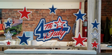 4th Of July Yard sign. Large sign full of star 75 inches long x36 tall with 12 stars