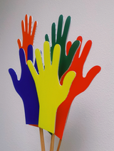 LGBTQ+ Pride Rainbow Hands Cutouts - Pride together photo props and decoration for events, activations, parties