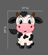 Large Farm Barnyard Cow Cutout | Birthday or Baby Shower Decoration | Farm Animal Theme Party | Easel Back Included