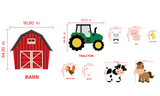 Pink and Red Barn with farm animals