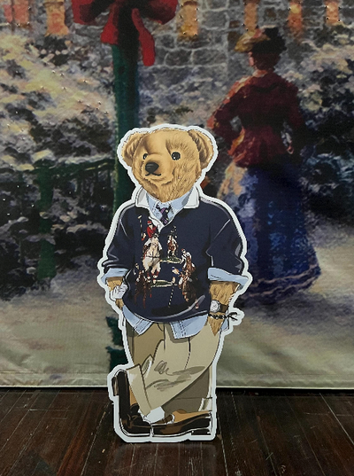 LARGE, Ralph Lauren Inspired Cutout (Physical Item) , Preppy Holiday Bear, Polo Style, Luxury Birthday Party, Christmas