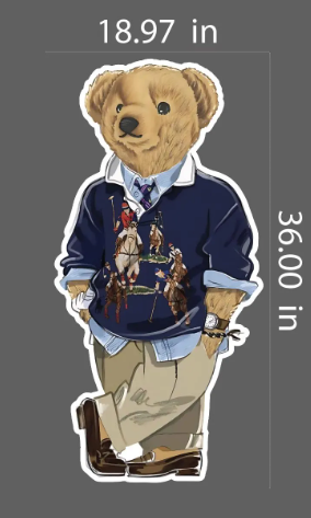 LARGE, Ralph Lauren Inspired Cutout (Physical Item) , Preppy Holiday Bear, Polo Style, Luxury Birthday Party, Christmas