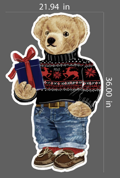 Large Ralph Lauren inspired Cutout (Physical item) , Preppy Plaid, Traditional Bear Christmas,Boys Christmas