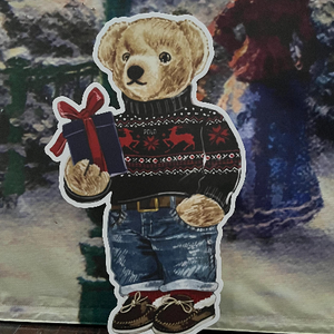 Large Ralph Lauren inspired Cutout (Physical item) , Preppy Plaid, Traditional Bear Christmas,Boys Christmas