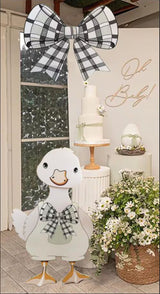 Large Silly Duck with Plaid Bow - 41 inch Baby Shower Decor