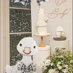 Large Silly Duck with Plaid Bow - 41 inch Baby Shower Decor