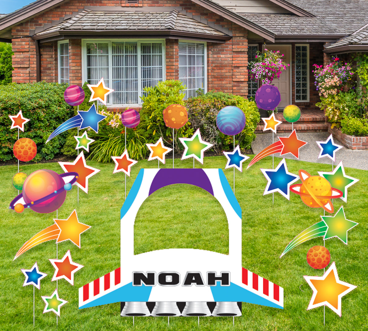 Giant Rocket Birthday Yard Decor – Hashtag Cutouts