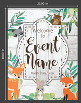 Personalized Baby Woodland Animals Party Invite Sign Decor