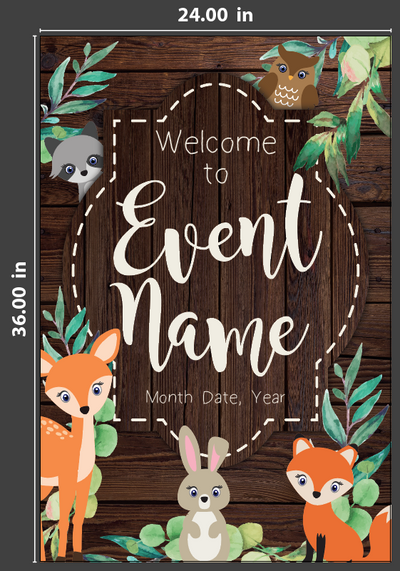 Personalized Baby Woodland Animals Party Invite Sign Decor