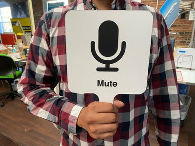 Remote Learning Icon Paddles for Teachers Mute Sign