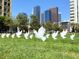White Doves on Lawn Cardboard Cutouts