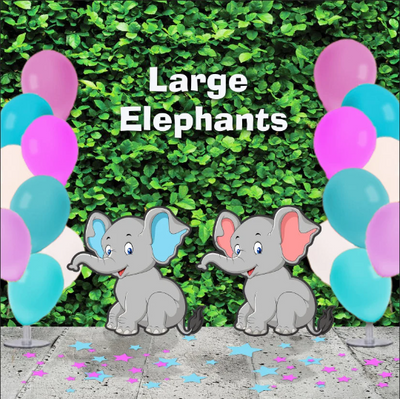 Safari Style Pink and Blue Baby Elephants