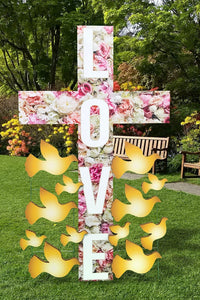 Life Size Funeral Love Cross Sign with Doves