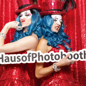 hashtag cutouts two models holding sign for photobooth
