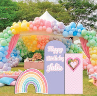 Rainbow Party theme backdrop walls. Vibrant color rainbow walls, Personalized Ballon backdrop