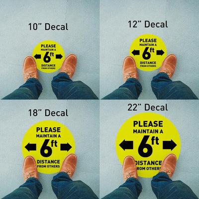 Custom 6 ft Distance Floor Decals Different Sizes