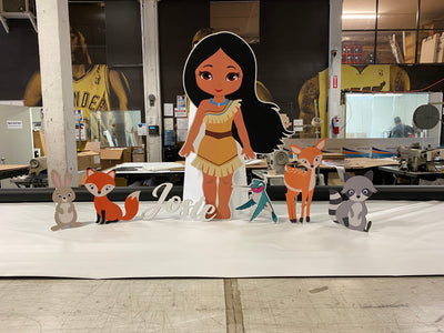 Large Pocahontas Theme Party Decoration | Pocahontas and Forest Animals Party Decor for Birthday or Baby Shower with Name