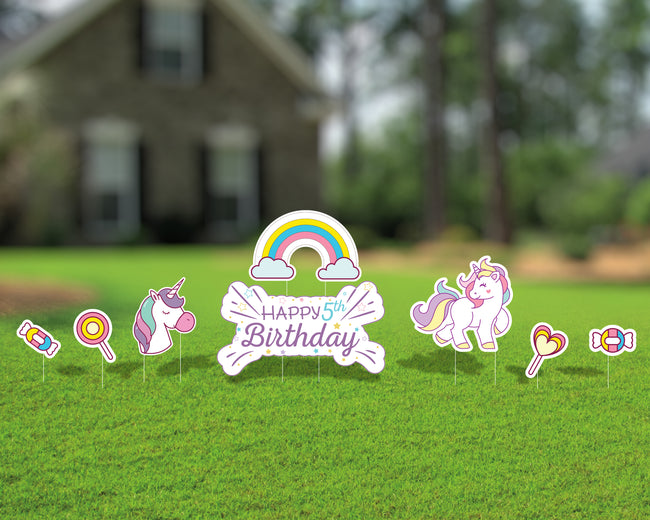Unicorn Theme Happy Birthday Yard Sign